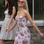 H&M Brock collection x brocade corset white floral rose strappy bodycon dress S Photo 2