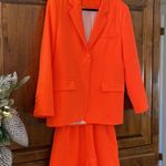 Beulah  neon orange oversized blazer & shorts set S Photo 1