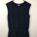 Vince Women’s Black Lamb Leather Hem Drawstring Waist Sleeveless Dress Photo 1