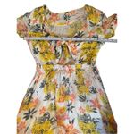 Free People  Part Time Lover Floral Tie Front Mini Dress Sz 4 yellow gray Photo 5