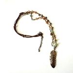 Long beaded feather pendant necklace Brown Photo 1