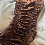 Forever 21 Mini Brown Silk Bow Dress Photo 3