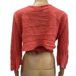 Soft Surroundings Soft Surrounding Wool Mohair Blend Coral Wrap Tie Waist Open Knit Cardigan Large Photo 3