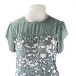 Daniel Rainn Green White Floral Short Flutter Sleeve Tassels Blouse Tops Size XL Photo 1