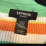 EXPRESS  Stretch Striped Polo Shirt Green Orange White Yellow Size S Photo 3