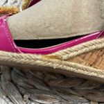 Etienne Aigner  Pink Patent Leather Flower Embellished Espadrille Wedge Sandals 8 Photo 5