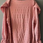 Nora Cora Long Puff Sleeve XXL Blouse V Neck Ruffle Texture Cottagecore Pink Photo 3