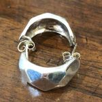 Sterling Silver Art Deco  Modern Faceted 925 Hoops with Post Backs Earrings Photo 0