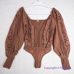 Free People NEW Free People Intimately Brown Regina Boho Long Sleeve Bodysuit, S Photo 1