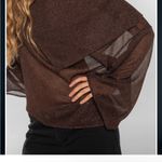 Sheer glittery off the shoulder top Brown Photo 1
