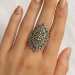 Vintage Boho Filigree Statement Ring Portugal 925 Sterling Silver Size 6 Photo 0