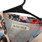 Japanese Women's Size Medium Floral Bodycon Knee Length Dress Blue Photo 3