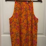 Violet+Claire  Women's Orange Floral Sleeveless Flowy Top Size L Photo 0