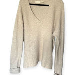 Anthropologie Anthro Sleeping on Snow Fuzzy V-Neck Sweater Size M Cream Oversized Wool Blend Photo 0