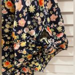 Loft  Petite Cotton Floral Short Sleeve Shirt - Navy - Tie Sleeves Photo 4