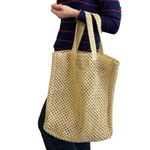 Jean Paul Gaultier Parfums Sparkling Straw Tote Bag Handbag Gold Photo 1