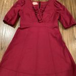 Phoebe Couture  A line Burgandy stitch detail short sleeve mini swing dress sz 10 Photo 0