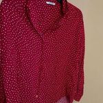 Monki  red & white polka dot button down L Photo 1