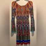 Boston Proper - Boho Paisley Print Bell Sleeves Stretch Smocked Dress- Size 2 Photo 1
