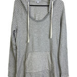 James Perse  Standard Pullover Hoodie Size 4 Womens Grey Stripe Sweatshirt Cotton Photo 0
