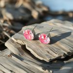 Handcrafted earrings with Swarovski crystal with pink crystals and silver Photo 1