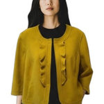 Talbots Wool Blend Jacket Coat Blazer 14WP Round Neck Chartreuse 3/4 Sleeve Photo 0