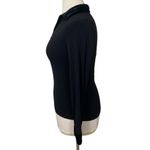 Vtg 90s Preppy black stretch knit velvet collar long sleeve Polo Top Size M Photo 1