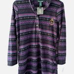 NWT Vintage Ralph Lauren Flannel Shirt Long Sleeve Sleep Night Gown Logo Small Purple Photo 0