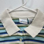 Bobbie Brooks Ladies xl Striped Polo Shirt Blue Green White Nautical Cool color Photo 2