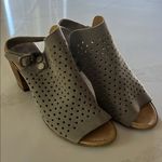 Sophia Milano Gray Block Heel Mules with Perforated Design Photo 0