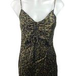 ZARA Silk Satin Multicolor Animal Leopard Print Ruched Sleeveless Slip Dress S Photo 0
