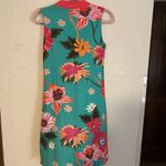 Spartina 449 Spartina Turquoise Floral V-Neck Sleeveless Dress XS Cotton Blend Embroidery Photo 6