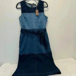 BODEN Hotch Denim Midi DressHotched Denim Size 6p Blue Photo 1