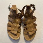Eileen Fisher Tan Leather Strappy Buckle Back Slip On Thong Sandals Womens 6.5 Photo 1