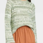 Universal Threads Universal Thread Bell Sleeve Multi Pattern Crewneck Sweater Marled Green Medium Photo 0
