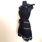 SALONI Pintuck Embroidered Boho Peasant Dress Black Size 0 Photo 5