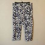 Ralph Lauren Vintage Lauren Women's Sz 12 Floral Casual Stretch Capri Pants Navy Photo 9