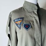 ZARA Army Green Chihuahua Fan Patch Moto Jacket Photo 6