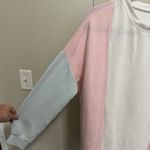 Women’s White Pink and Blue Ribbed Longsleeve Top size medium Photo 1