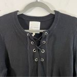 Avec Les Filles Sweater Black Alpaca & Wool Blend Lace Up Crop Knit Sz M EUC Photo 2