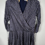 Jonathan Simkhai Long Sleeve Faux Wrap Mini Dress Plus Size 22 Blue Print Photo 0