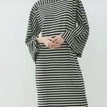 ZARA NWT  100% Wool Striped Midi Dress‎ Black/White Size Small Photo 0