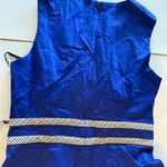 Calvin Klein NWT  Womens Blue A-line Sleeveless DRESS with pinstripe trim Size 4 Photo 6