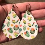 Handmade Faux Leather Cactus and Succulent Patterned Earrings Photo 0