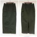 ASTR High Rise Cargo Maxi Skirt Small Dark Green Back Slit Utility Military New Photo 2