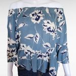 Indulge InStyle Ble Floral Gauze Off Shoulder Bell Sleeve Blouse Size Large Photo 0