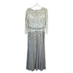 Tadashi Shoji  Lace Boatneck 3/4 Sleeve Gown Cream Beige Long Dress Bow Belt 12 Photo 3