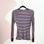Gap Purple Striped Thermal Long Sleeve Top Y2K 2000s Retro Grunge Small Photo 1