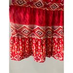 JM Collection  Womens Tiered Maxi Skirt Size 12 Red Aztec Boho Southwestern Photo 4