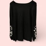 Alfani Cute black oversized sweater 3d floral sleeve appliqué beaded detail whimsigoth Photo 2